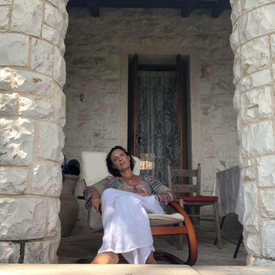 Tess Hunneybell, trauma psychotherapist, relaxing at San Flaviano monastery, Umbria, Italy